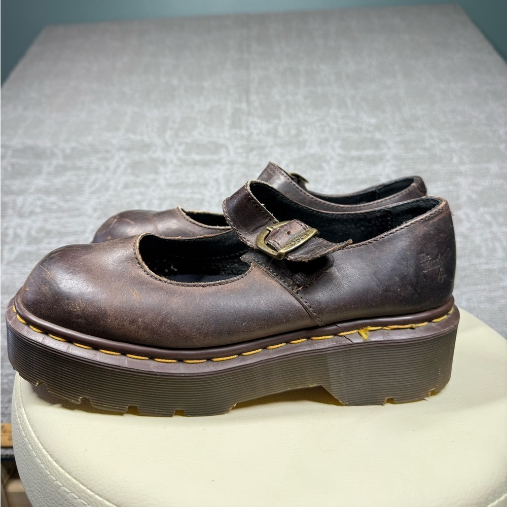 Vintage Dr. Marten Brown Platform Mary Jane Y2K Chunky UK Size 6 Made in England - Picture 4 of 8